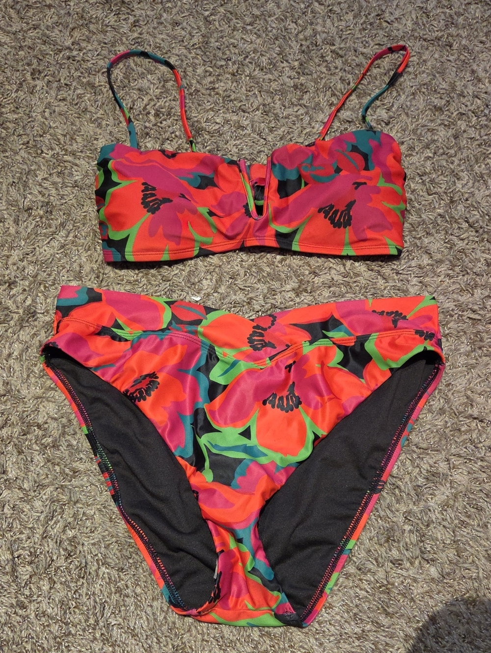 Sanctuary 2 Piece Swimsuit Savage Gardener Multi Floral XL Vacation Beach NWT